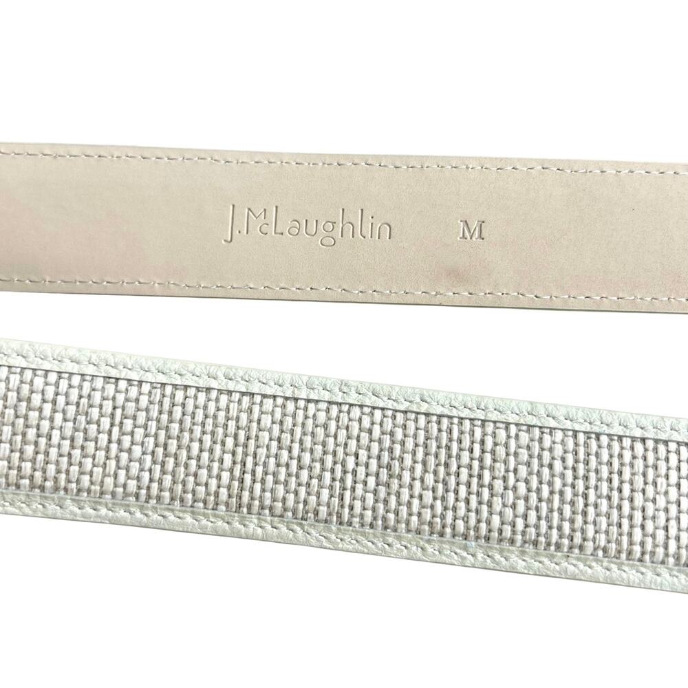 J.McLaughlin Jayla Grasscloth White Leather Raffia Belt Gold Bamboo Buckle M - Picture 7 of 15
